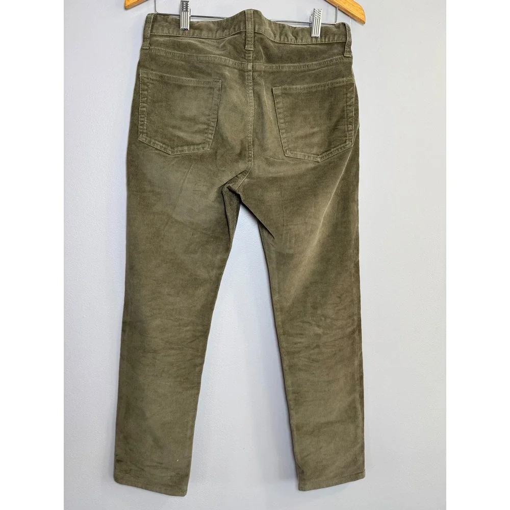 J.Crew Mens‎ Olive Green Corduroy Pants Slim Straight 29x32 Cotton Vintage 90s